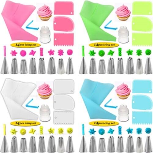 14pcs Decorating Nozzle Set Cake Tools Cake Decoration Kitchen DIY Icing Piping Cream Reusable Kit Baking Tools Cake Tools Set