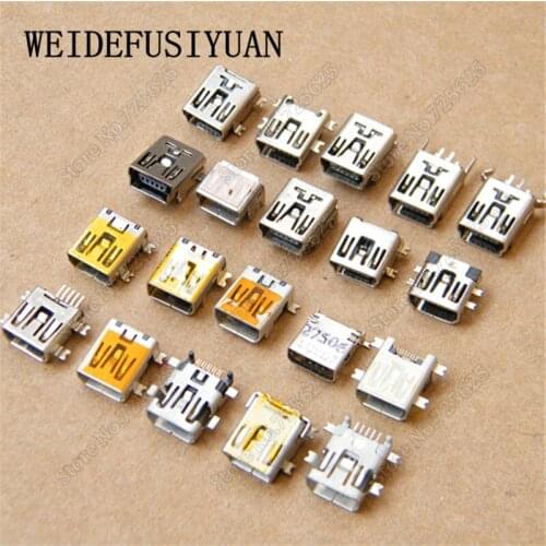 20 Models /200pcs mini usb jack socket connector charging usb port, 5pin 10pin USB Connector