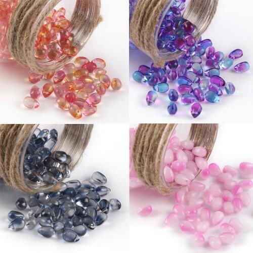 20pcs Multi Gradient Czech Lampwork Crystal Glass Bead Water Drop Spacer Bead For Jewelry Making Diy Needlework Bracelet Hairpin