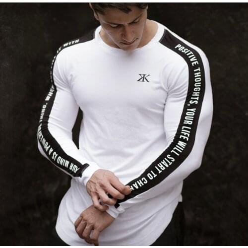 2021 Muscle brothers fitness training long sleeve bottomed Shirt Top breathable elastic moisture wicking fast drying tight