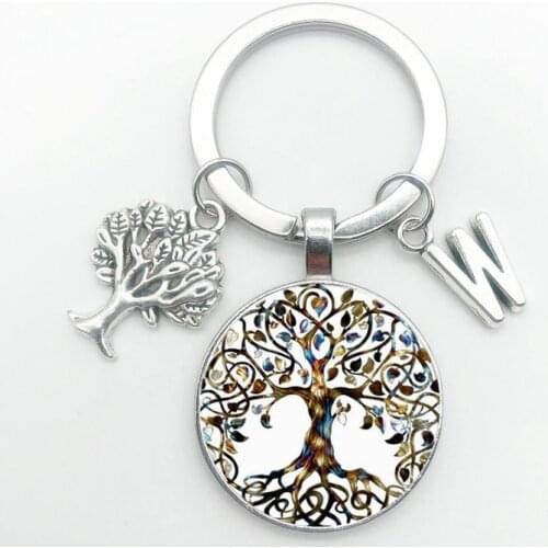26 Letter Crystal Life Tree Personality Declaration Keychain Art Photo Glass Pendant Keychain DIY Gift Jewelry Souvenir