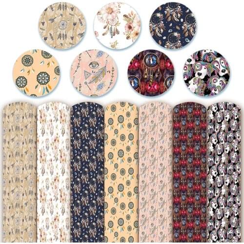 Accessories 22*30cm Animal Flower Print Synthetic Leather Fabric DIY Hair Bow Handbags Materials Faux Leather Sheets
