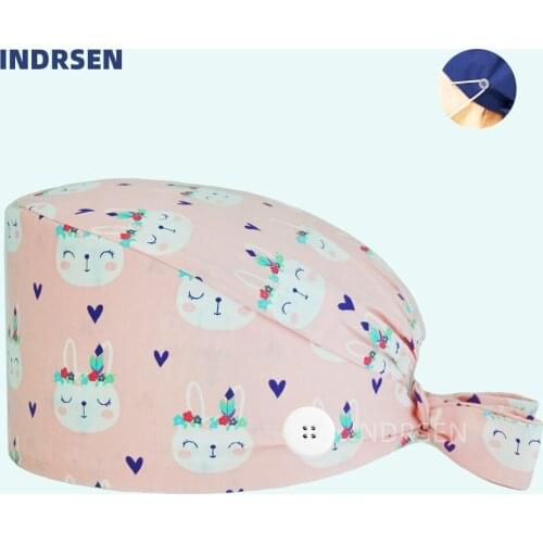 Anime print surgery cap nurse head cap nurse medical long hair cap Pet veterinary hat nurse accessories scrub hat nurses hat