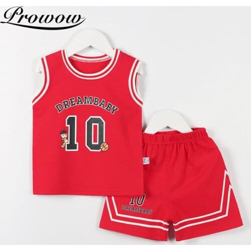 Prowow Basketball Shirt Boys For Kid Sport Jersey Summer Childrens Clothes Set Breathable Child Top + Pant Set Casual Baby Vest