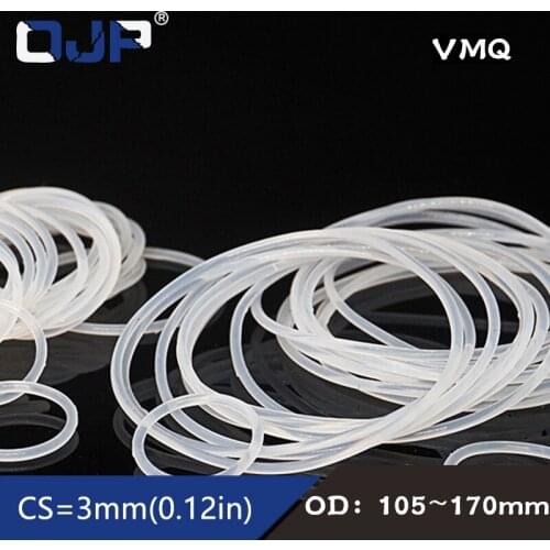 White Silicon Ring Silicone/VMQ O ring OD105/110/120/130/135/140/150/170*3mm Rubber O-Ring Seal Good elasticity Gasket Washer