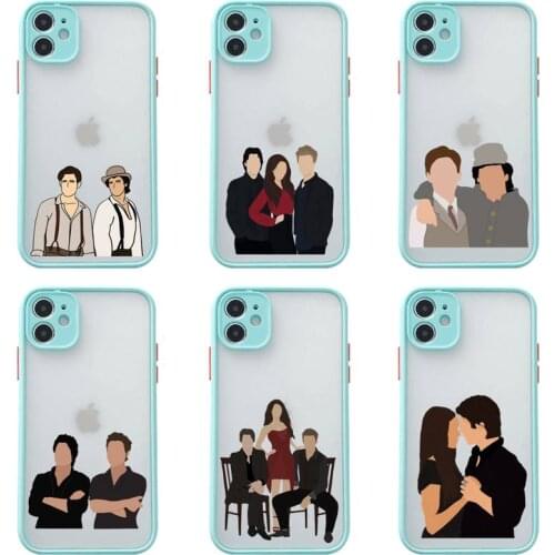 The Vampire Diaries Damon Phone Case For iphone 12 11 Pro Max Mini XS 8 7 Plus X SE 2020 XR Matte Transparent Light blue Cover