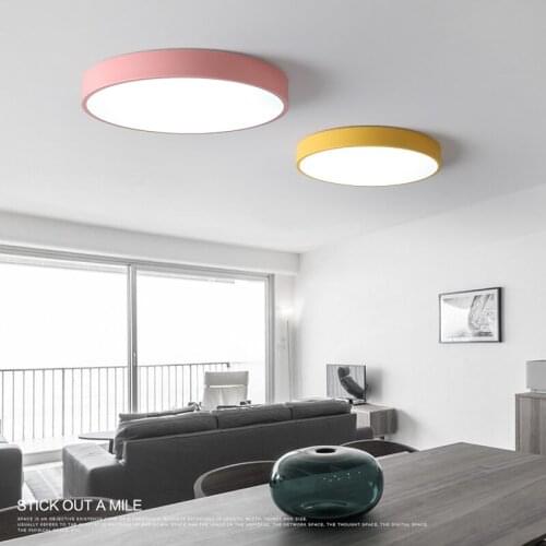 D500 Nordic LED ceiling light modern simple atmosphere ultra-thin color Macaron bedroom study living balcony lamps and lanterns
