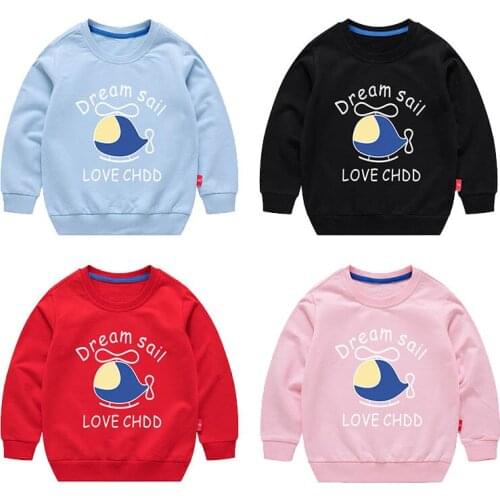 Children Cartoon Print Pullover Sweater Baby Girl Casual Solid Shirt Boy Vitality Jacket Kids Dress Spring Autumn Cotton Coat