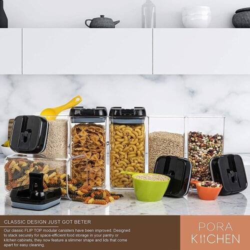 6pcs Sealed Food Storage Container 1.2L Plastic Food Container Kitchen Food Sealed Storage Tank Grain Tank Kitchen Tools