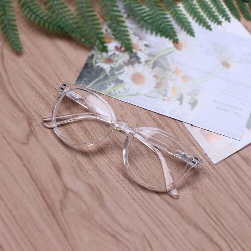 HENOTIN Transparent White Fashion Reader Spring Unisex Spring Hinge Round Reading Glasses Diopter 1.02.0