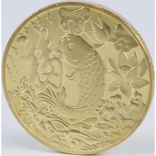 Chinese Good Luck Gold Commemorative Coins Koi Fish Blessing Wishing Lucky Fortune Souvenirs New Year Gifts