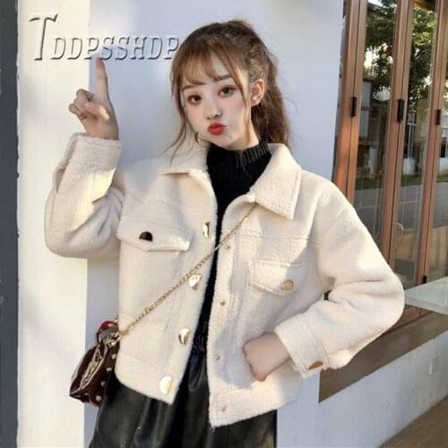 Korean Women Coat 2019 New Loose Easy To Match Short Style Female Outwear Imitation Lambswool Jacket