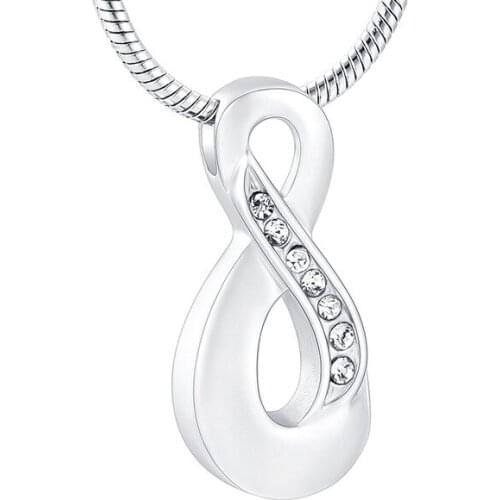 Cremation Jewelry Stainless Steel In Different Color Inlay Crystal Infinity Memorial Urn Necklace For Ashes Keepsake
