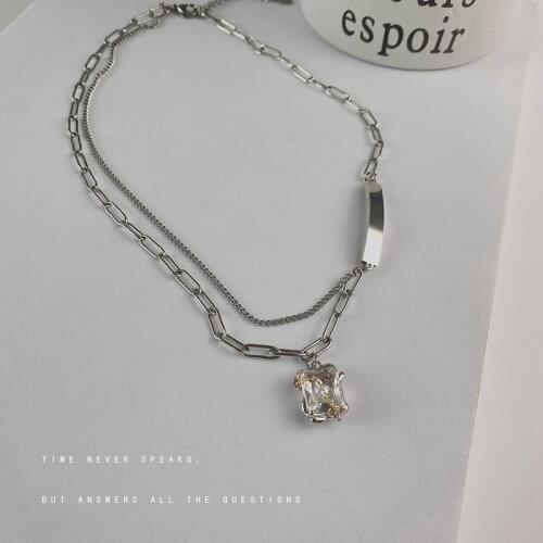 Square Necklaces Layered Necklace Women Splicing Personality High Quality Clavicle Chain Silver Color Stainless European Brincos