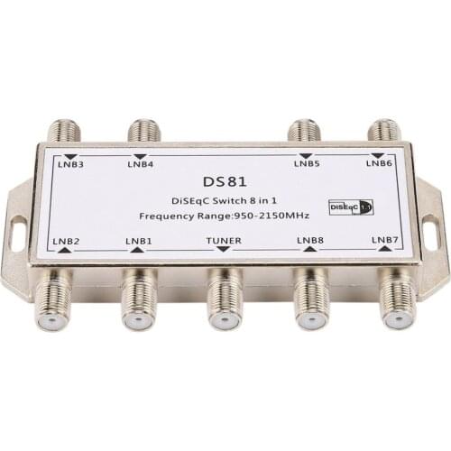 Hot Sale DS81 8 in 1 Satellite Signal DiSEqC Switch LNB Receiver Multiswitch Heavy Duty Zinc Die-cast Chrome Treated