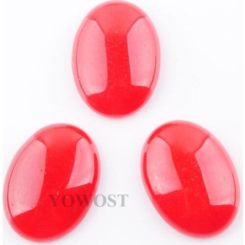 Natural Red Jades Gem Stone Oval Shape No Hole Cabochon CAB Beads for Women Jewelry Making DIY Fittings 10Pcs 22x30MM IU3296