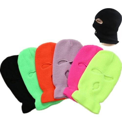 New Balaclava Pink Ski Mask Three 3 Hole Knit Hat Army Tactical Winter Cycling Neon Mask Beanie Hat Black Motorcycle Warm Masks