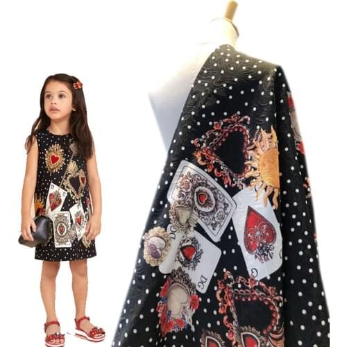 New childrens clothing embossed digital printing jacquard playing card pattern fabric high-grade printing fabric