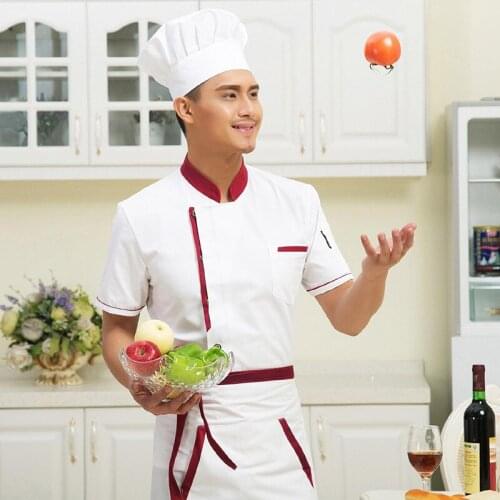 New Chef Wear Short Sleeved Summer Hotel Kitchen Uniform Female Western Chef Jacket Long Sleeve Plus Size Kitchen Wear B-6035