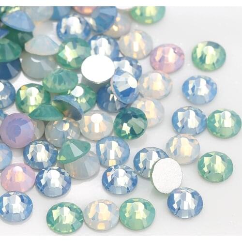 1440pcs Mix Color Opal SS4-SS20 Flat Back Non Hotfix Rhinestone Glass Crystal Nail Decorations Classic Color