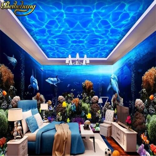 Beibehang Wallpaper Customized frescoes sea turtles shark whole room Background Modern Mural for Living Room Painting Home Decor