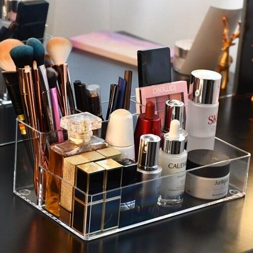 Plastic Makeup Organizer Bathroom Storage Box Cosmetic Organiser Desktop Make Up Jewelry Storage Box Sundries Container Boxes