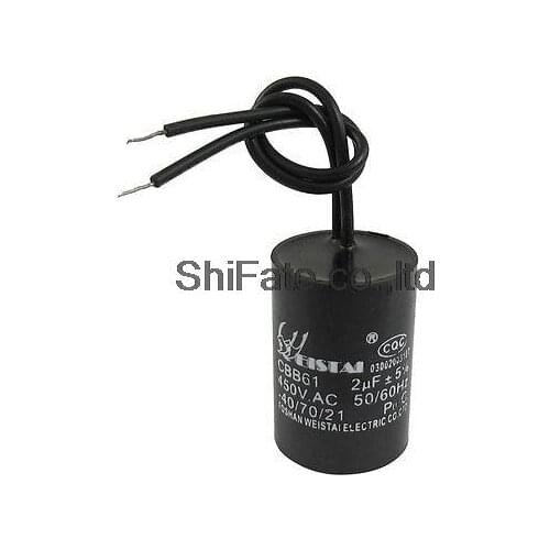AC 450V 2uF Wired Terminal Polypropylene Motor Run Capacitor CBB61