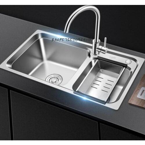 Sink Kitchen Sink Double-bath Sink Thickened 304 Stainless Steel Large Single-bath Integrated Sink For Household Use