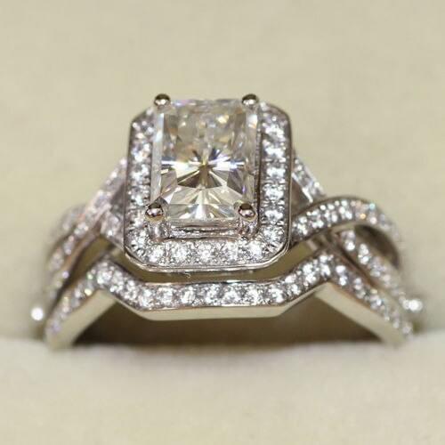 Size 5-11 choucong Princess cut Luxury Fashion Jewelry 10kt white gold filled CZ Gem Engagement Wedding lady Ring set gift