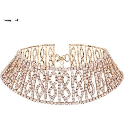 Luxury Crystal Statement Choker Necklace For Women Cute layer Rhinestone Chain Choker Collar Fashion Wedding Jewelry Colliers