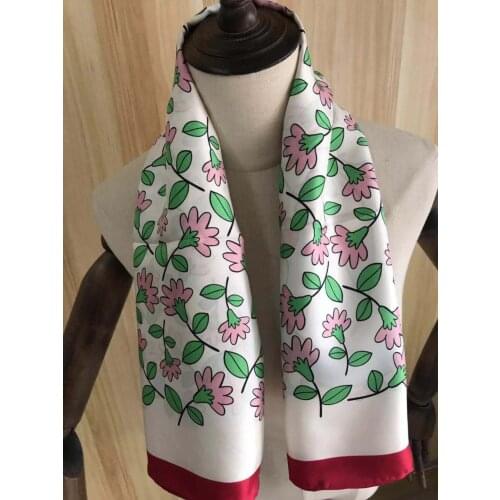 2021 new arrival spring summer flower 100% pure silk scarf twill hand made roll 90*90 cm shawl wrap for women lady gift