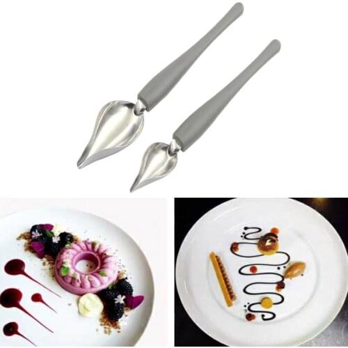 Chef Decoration Spoon Sushi Food Draw Tool Tiny Spoon Design Sauce Dressing Plate Dessert Bakeware Cake Gastronomy Coffee Spoon