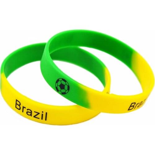 1PC Football Team Silicone Wristband for Brazil Portugal Spain France Subseciotn Color
