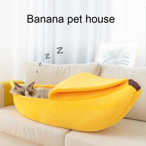 Banana Dog Bed Novelty Pet Nesk Cat Window Sun Lounger Cute Soft Breathable Kitten Sleeping Bag Winter Warm Pet House Furniture