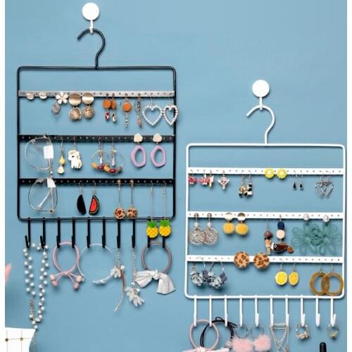 Display Rack Multi-layer Space-saving Wrought Iron Multipurpose Earrings Display Bracket for Home