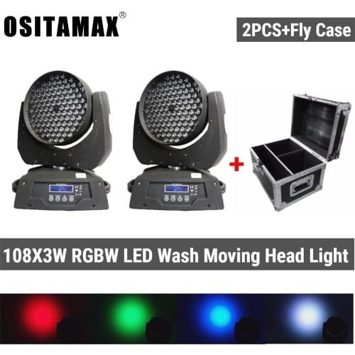 LED Moving Head Light 108x3W RGBW Wash DMX512 Stage Light Disco DJ Party Effect for Wedding Bar Club Decoration