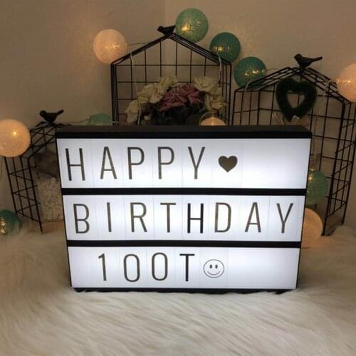 A4 Size LED Light Box Letters DIY Lightbox Black Letters Cards Combination Night Light White Pink Black USB or Battery Powered