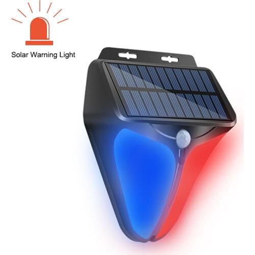 Solar Led Warning Indicator Garden Light Outdoor With Motion Sensor Emergency Wall Lamp Solar Powered For Balcony Fence Lighting