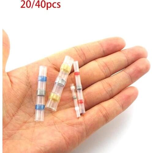 20pcs Heat Shrink Butt Crimp Terminals Waterproof Solder Seal Electrical Butt Connectors Wire Cable cord Splice Terminal Kit