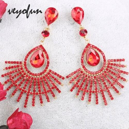 Veyofun Fan-shaped Hyperbole Rhinestone Drop Vintage Bridal Dangle Earrings Fashion Jewelry for Women Gift New Wholesale