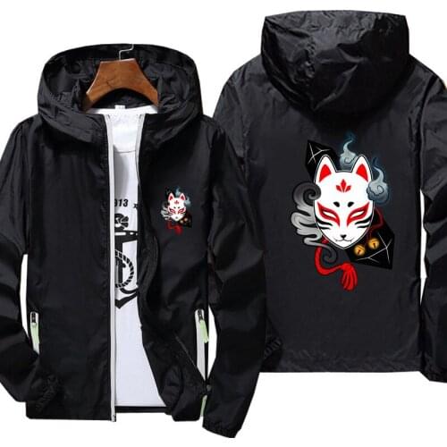 Demon Slayer print Jacket men windbreaker spring summer Reflective jacket mens street windbreaker hoodie zipper thin jacket