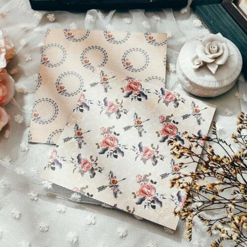Vintage Rose Flower Birds Material Paper Junk Journal Decoration DIY Scrapbooking Double Sided Printing Pattern Craft Paper