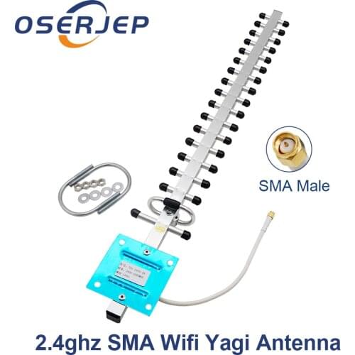 2.4ghz External Wireless Wifi Antenna 24dbi Sma Male Wlan 2.4g Outdoor Yagi Antenna 0.3m Cable For Signal Repeater Amplifier