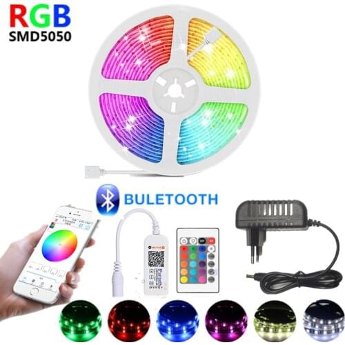 1M 2M 3M 4M 5M 10M 15M 12V LED strip RGB light waterproof luces led lights strips 5050 SMD Flexible tape Lamp Bluetooth control