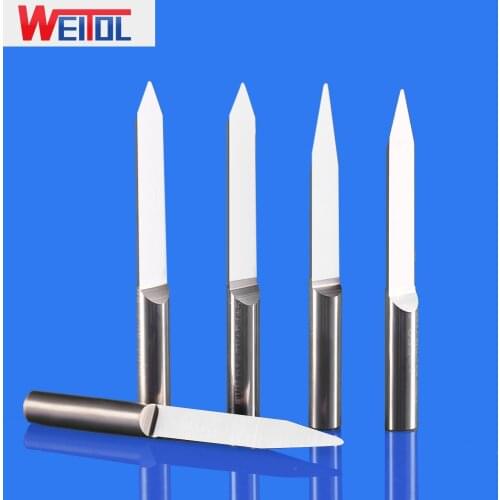 WeiTol 10PCS 4mm shank 45 degree carbide V shape cnc bit wood milling cutter round bottom engraving bits for carving acrylic