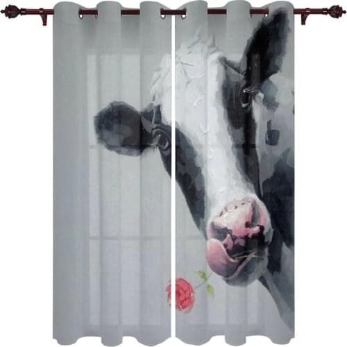 Patio Curtain Cow Rose Cute Outdoor Curtain For Garden Patio Curtains Bedroom Living Room Kitchen Bath Room Panel Drape