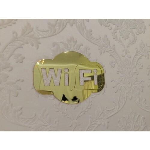 WIFI Sign Mirrored Sticker for Glass Door of Coffee Shop Restaurant Hotels Place of Business Acrylic Mirror Decoration