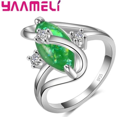Printed With Real 925 Sterling Silver Finger Rings High Quality Cubic Zirconia Jewelry Crystal For Women Girl