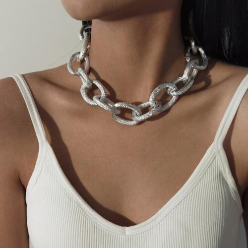 38+7cm Geometric Hollow Pattern Short Decorated Female Cuban Rope Link Chain Necklace Chokers for Women Jewelry