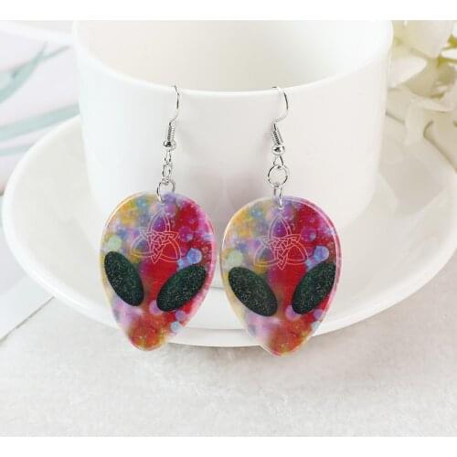 1Pair Alien Organta Drop Earrings Flatback Acrylic Creepy Halloween Gifts For Women Jewelry